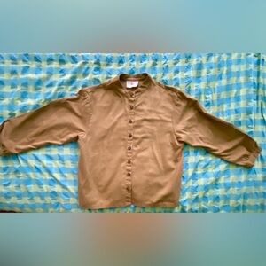 Loup: 100% Cotton High Neck Khaki Button Up